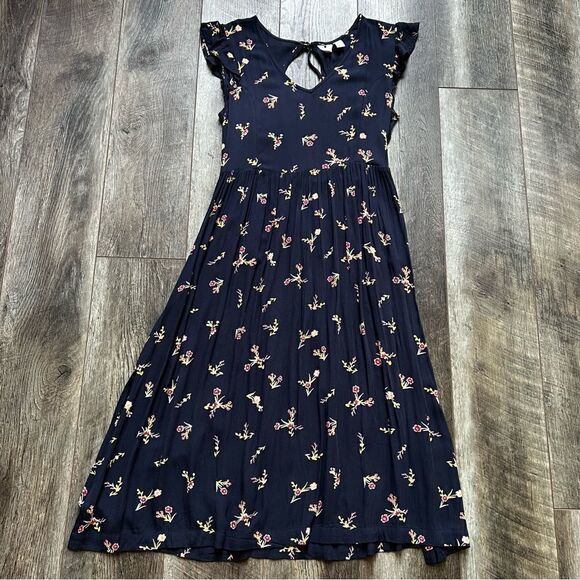 Roxy Rush Minute Short Sleeve Midi Dress Navy Floral Size Small - Picture 10 of 13